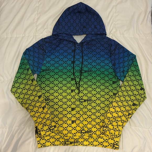 OFF-WHITE Athleisure Monogram Hoodie Blue/Green/Yellow Size S - Picture 3 of 16